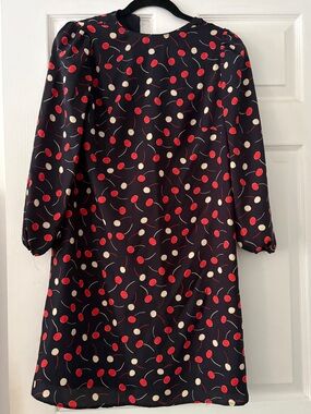 Ann Taylor Navy Dress with Red and Cream Dot Print
